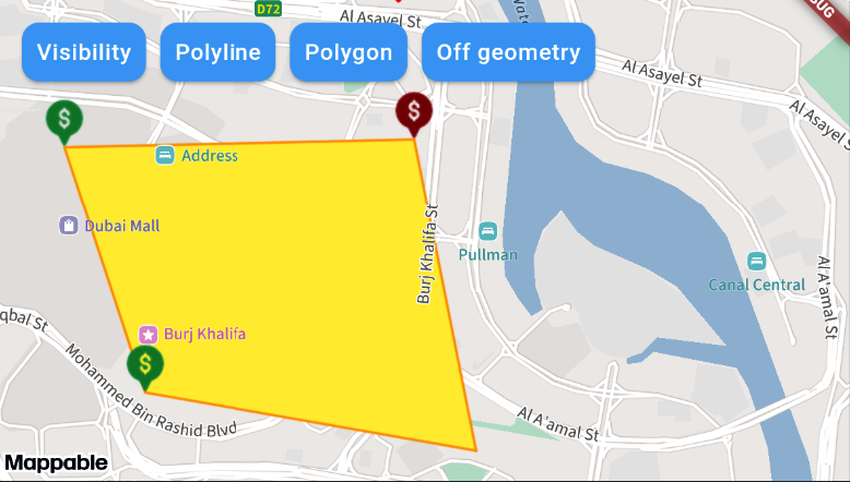 Map with default polygon