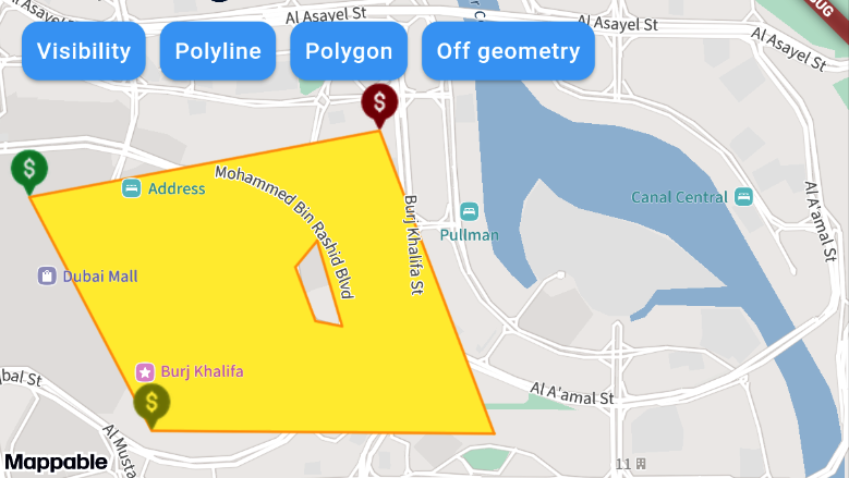 Map with polygon using inner points